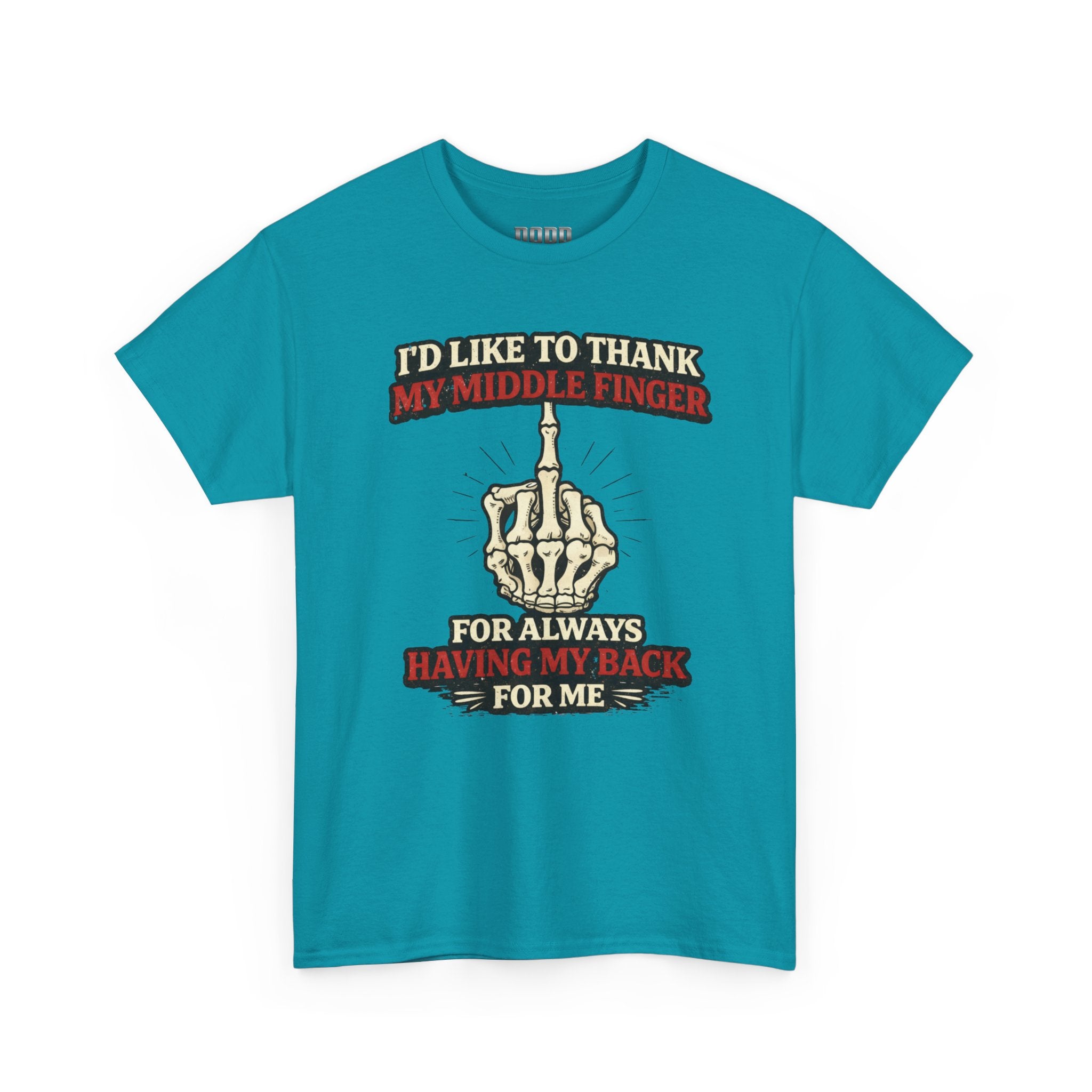 Middle Finger Skeleton Tee – “Thanks for Always Having My Back” Graphic T-Shirt