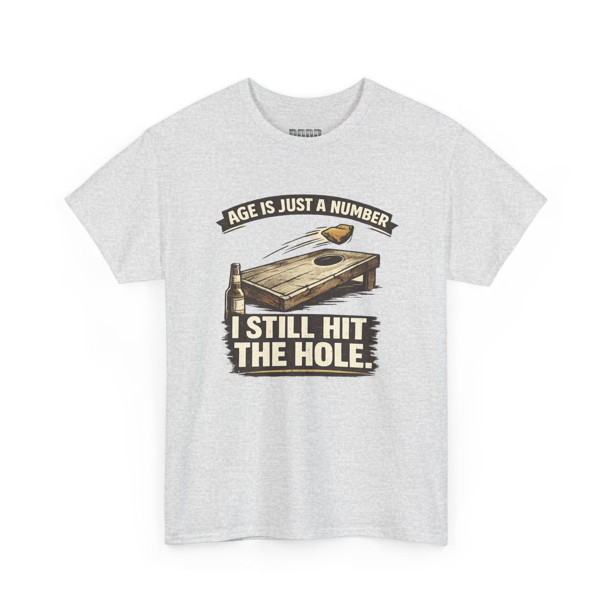 Cornhole Graphic Tee — "Age Is Just a Number, I Still Hit the Hole" Funny Corn Toss Shirt