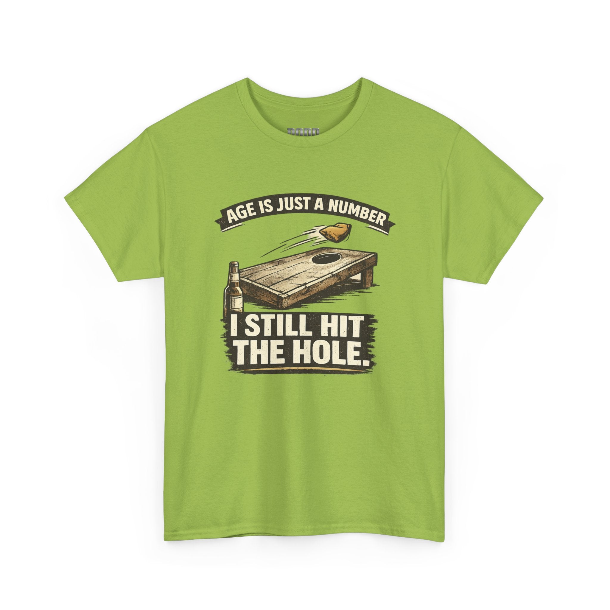 Cornhole Graphic Tee — "Age Is Just a Number, I Still Hit the Hole" Funny Corn Toss Shirt