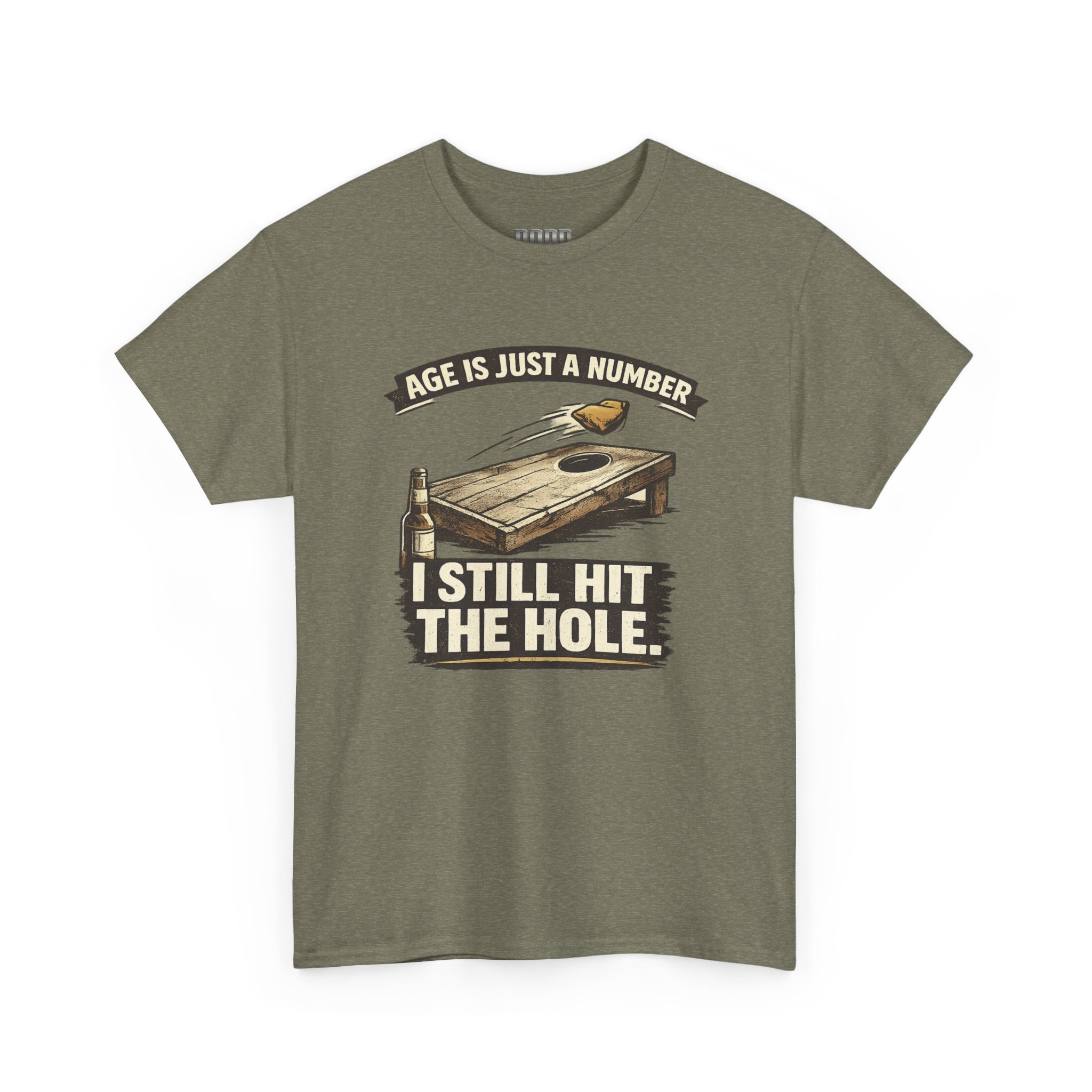 Cornhole Graphic Tee — "Age Is Just a Number, I Still Hit the Hole" Funny Corn Toss Shirt