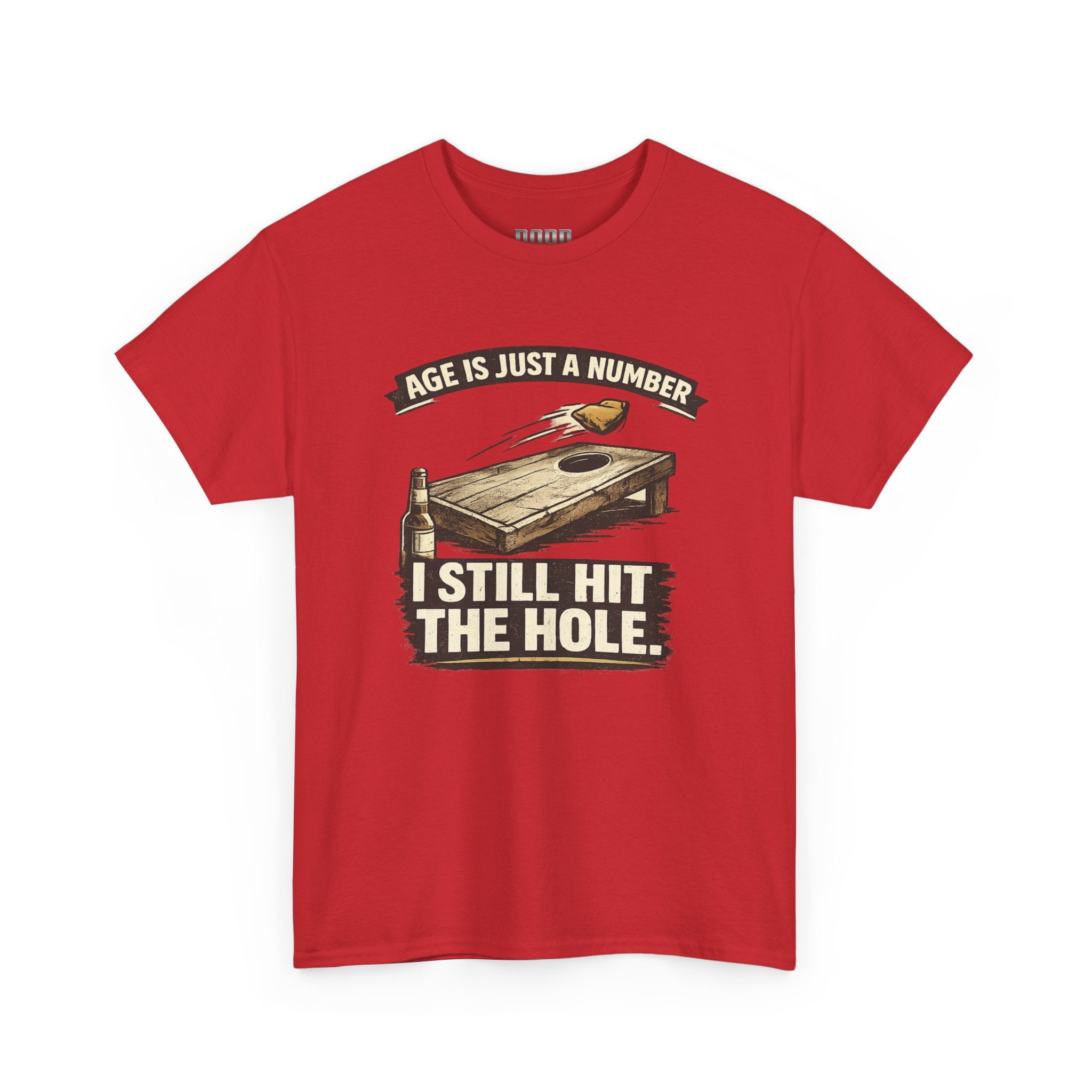 Cornhole Graphic Tee — "Age Is Just a Number, I Still Hit the Hole" Funny Corn Toss Shirt