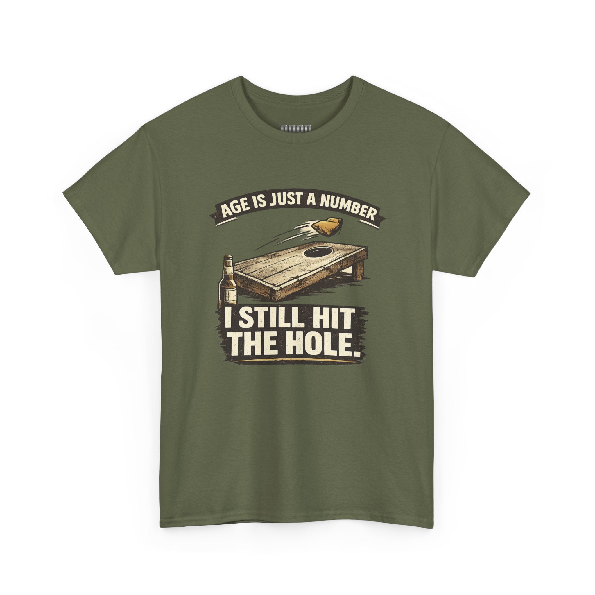 Cornhole Graphic Tee — "Age Is Just a Number, I Still Hit the Hole" Funny Corn Toss Shirt