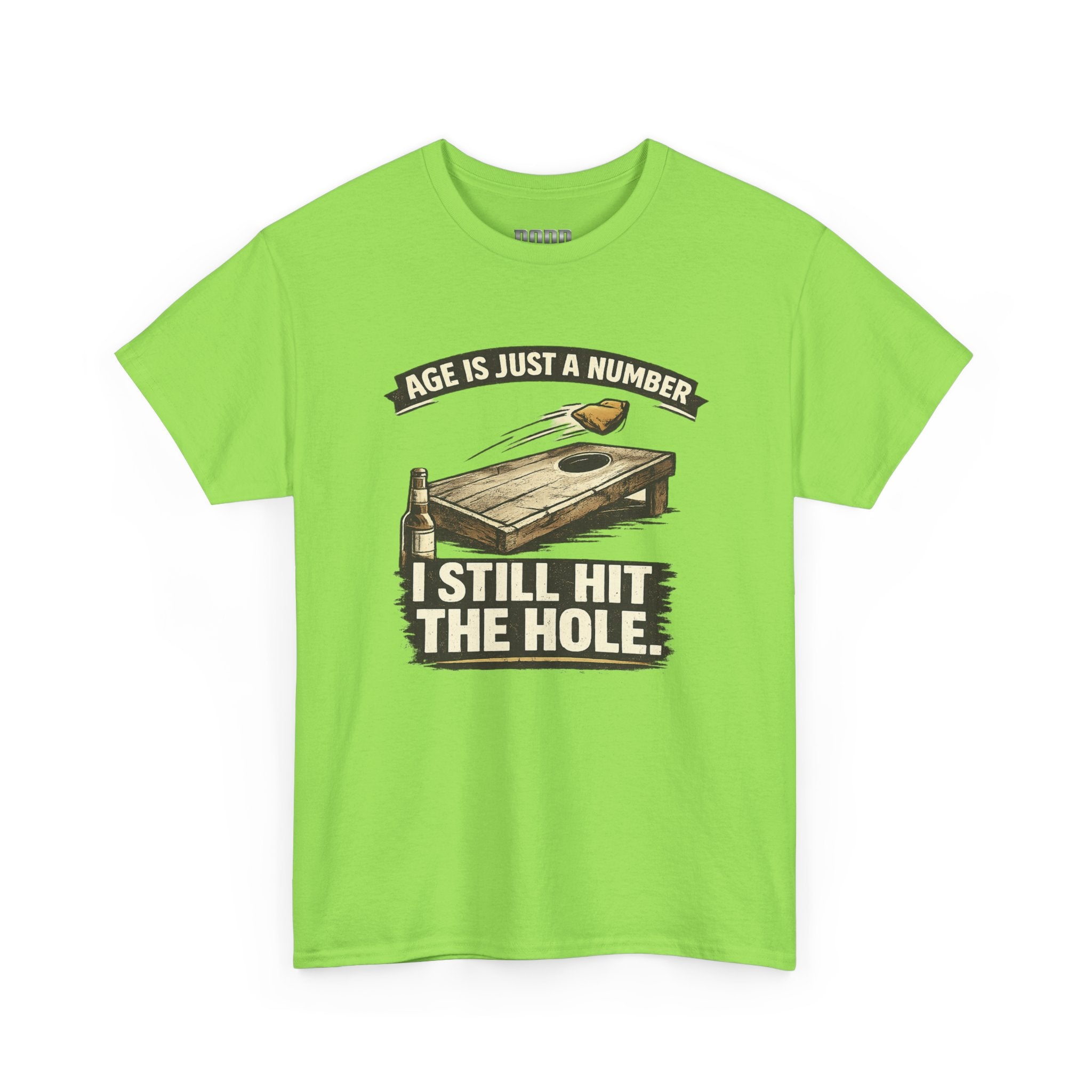 Cornhole Graphic Tee — "Age Is Just a Number, I Still Hit the Hole" Funny Corn Toss Shirt